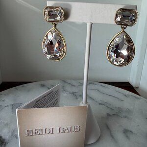 NIB Heidi Daus Beautiful Bianca Clear Stone Pear Drop Earrings